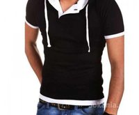 T-shirt 2 en 1 avec capuche intégrée Noir