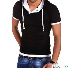 T-shirt 2 en 1 avec capuche intégrée Noir