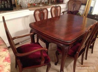 Grande table salle à manger en bois d’acajou et