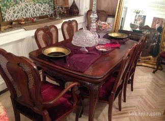 Grande table salle à manger en bois d’acajou et