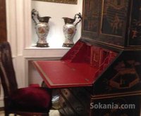 Rare trumeau secrétaire bureau français en bois d