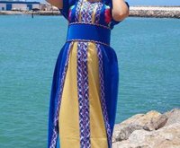 caftan velour bleu