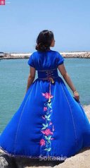 Caftan velour bleu